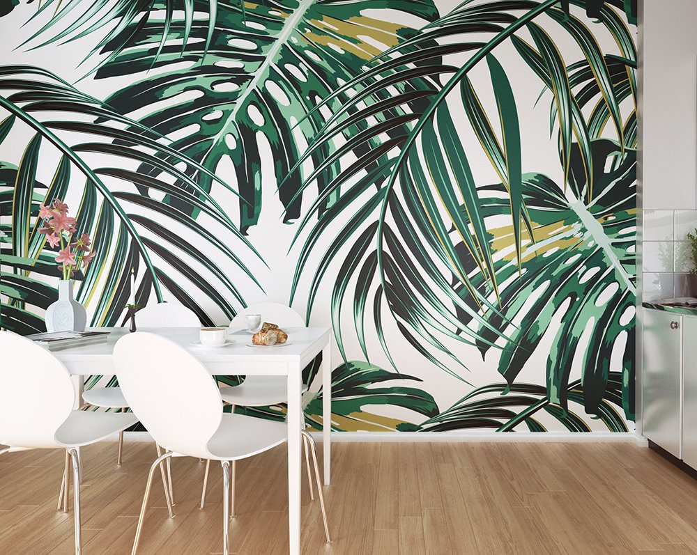 Origin Murals Tropical Leaves Emerald 350cm X 280cm