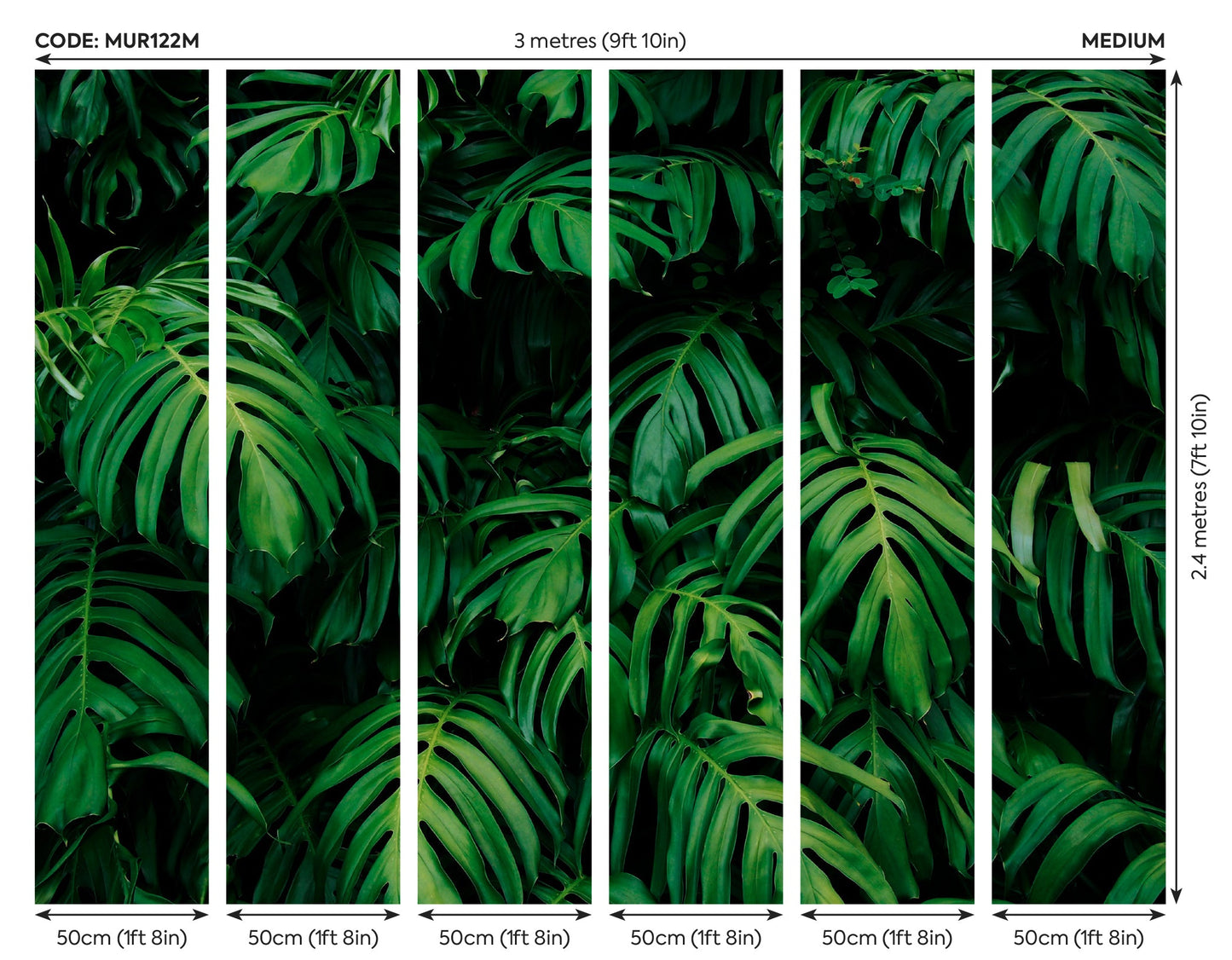 Origin Murals Rainforest Leaves Emerald 300cm X 240cm
