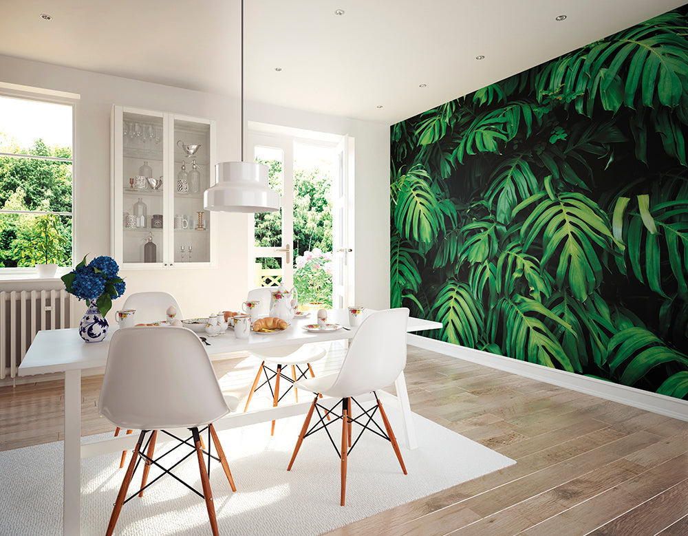 Origin Murals Rainforest Leaves Emerald 300cm X 240cm
