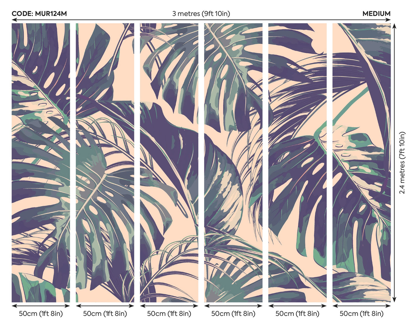 Origin Murals Palm Leaves Blush Jade 300cm X 240cm