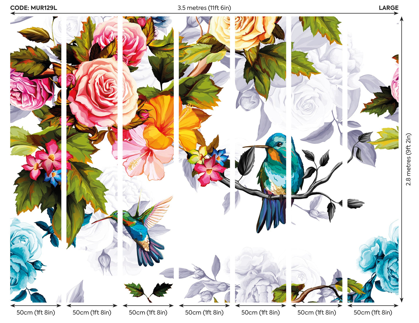 Origin Murals Hummingbird Garden Multi 350cm X 280cm