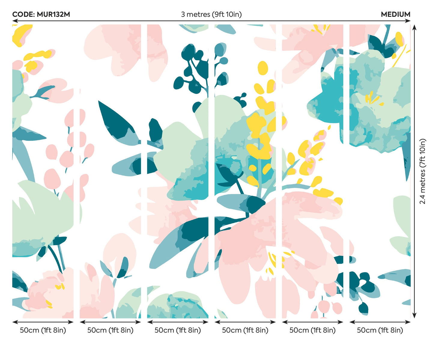 Origin Murals Graphic Flower Blush Jade 300cm X 240cm