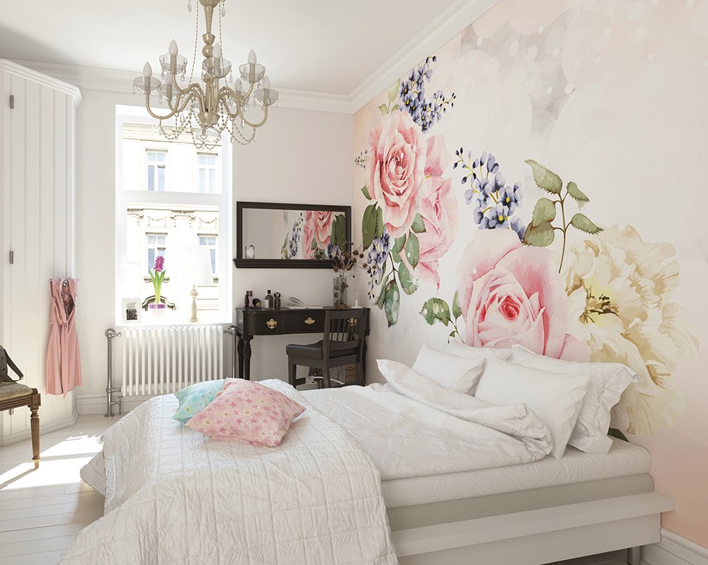 Origin Murals Roses Sparkles Rose Pink 350cm X 280cm