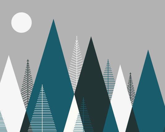 Origin Murals Graphic Mountains Grey Peacock 350cm X 280cm