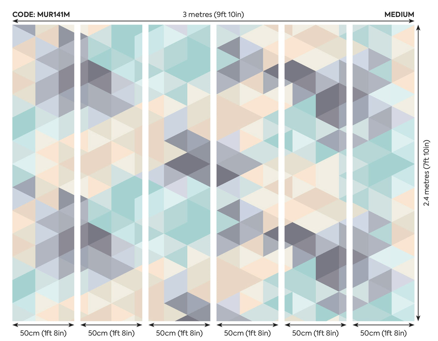 Origin Murals Iso Triangles Duck Egg 300cm X 240cm