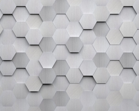 Origin Murals Metal Hexagons Silver 300cm X 240cm