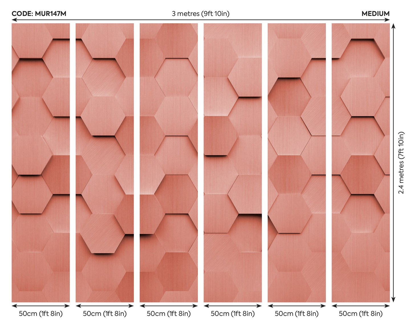 Origin Murals Metal Hexagons Rust 300cm X 240cm