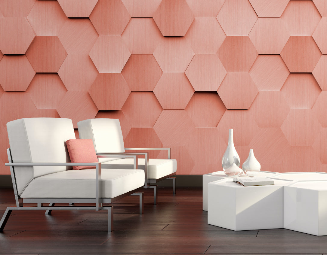 Origin Murals Metal Hexagons Rust 300cm X 240cm