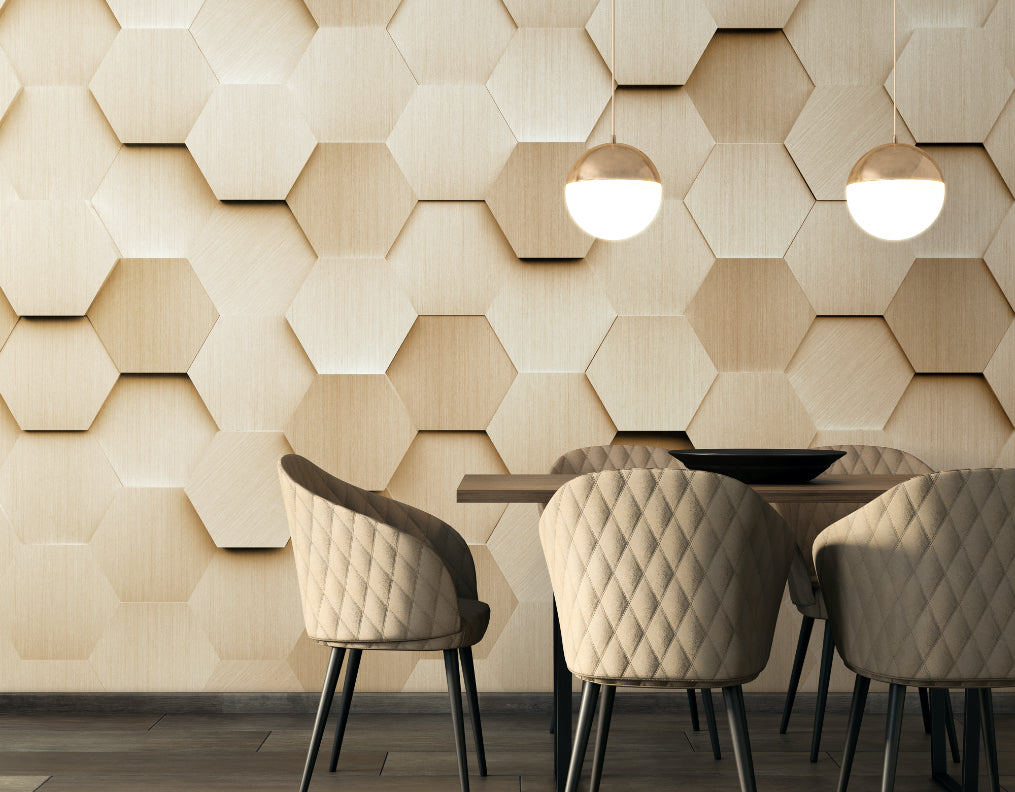Origin Murals Metal Hexagons Gold 300cm X 240cm