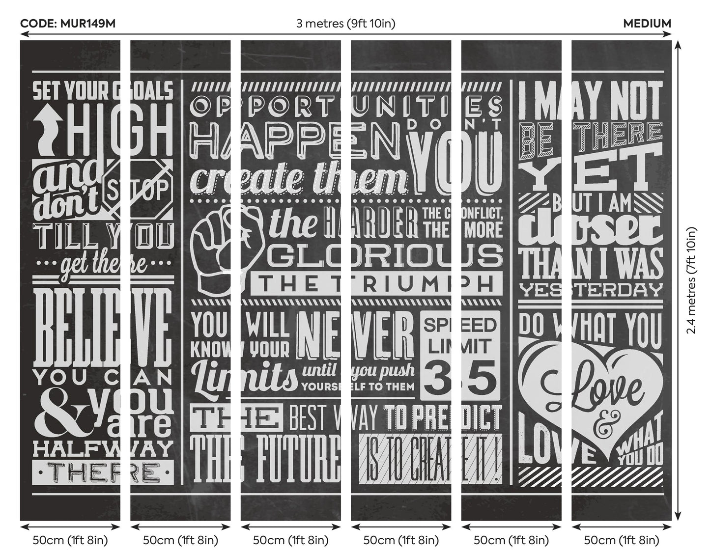 Origin Murals Chalk Quotes Blackboard 300cm X 240cm