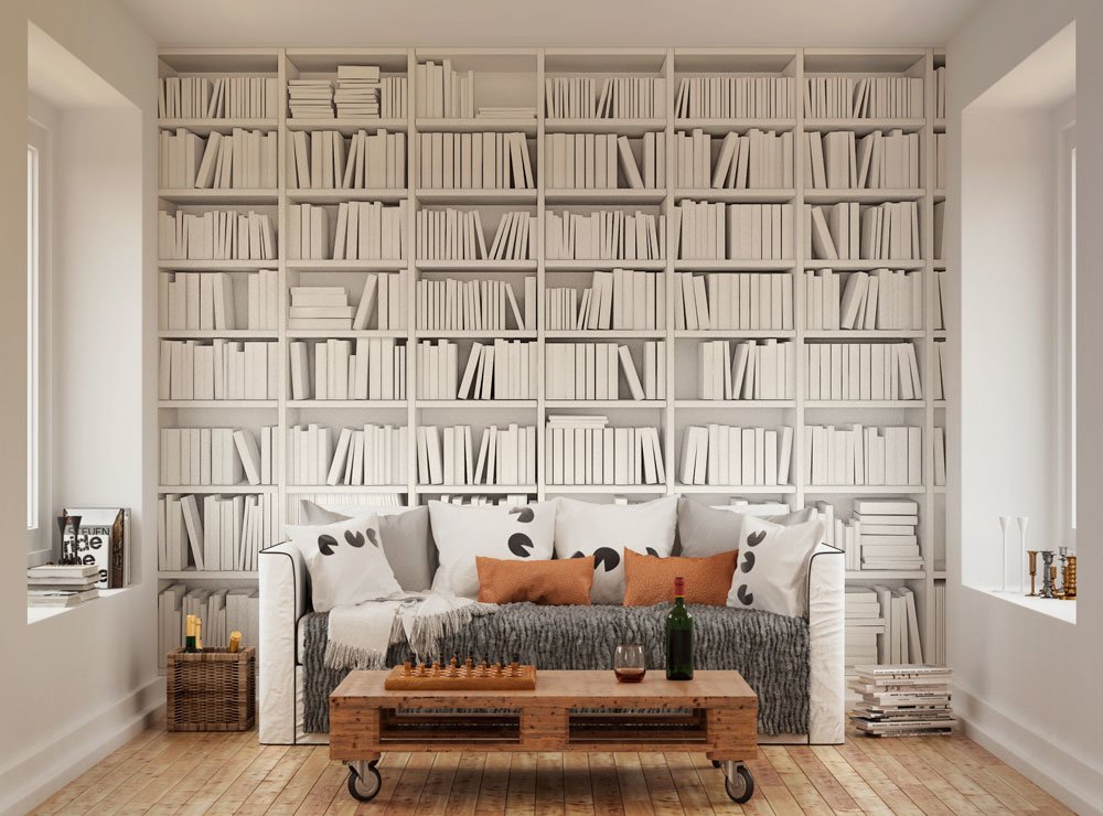 Origin Murals Library White 350cm X 280cm