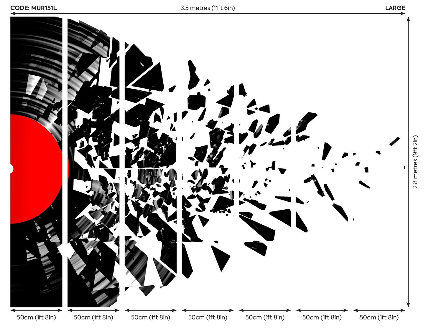 Origin Murals Smashed Vinyl Monochrome 350cm X 280cm