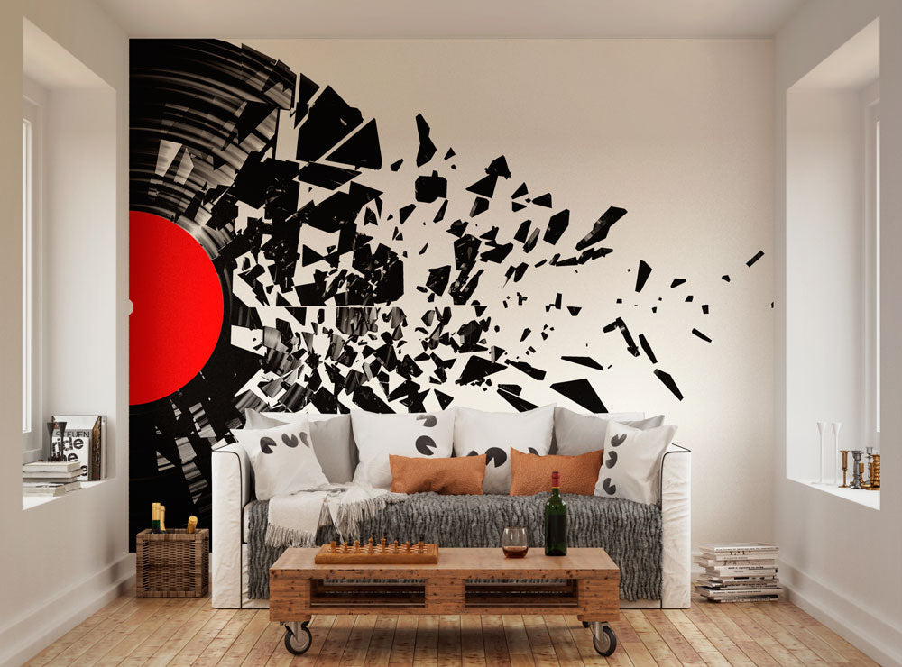 Origin Murals Smashed Vinyl Monochrome 300cm X 240cm