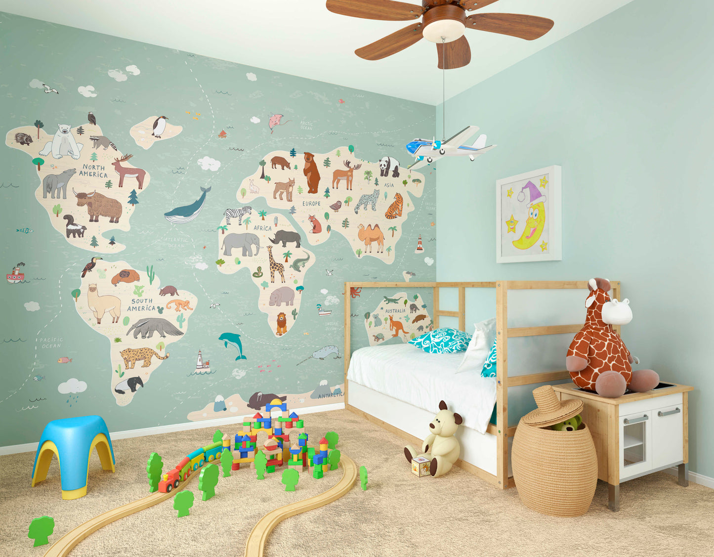 Origin Murals Childrens World Map Multi 300cm X 240cm
