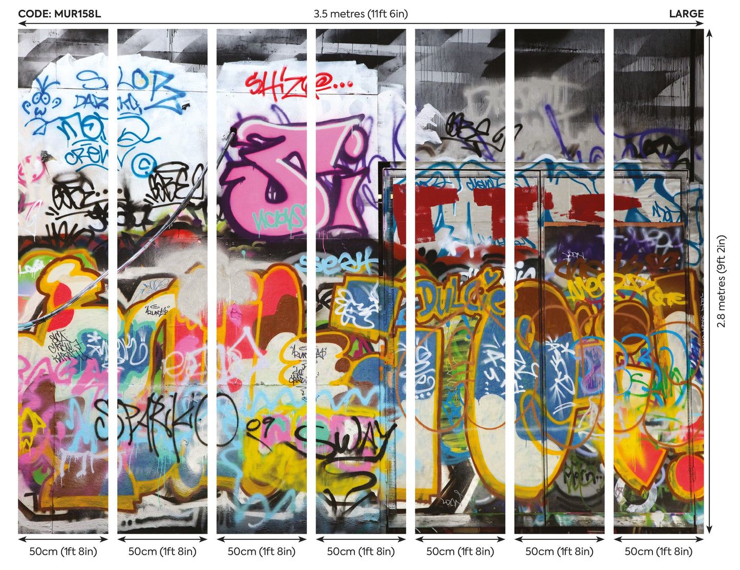 Origin Murals Urban Graffiti Multi 350cm X 280cm