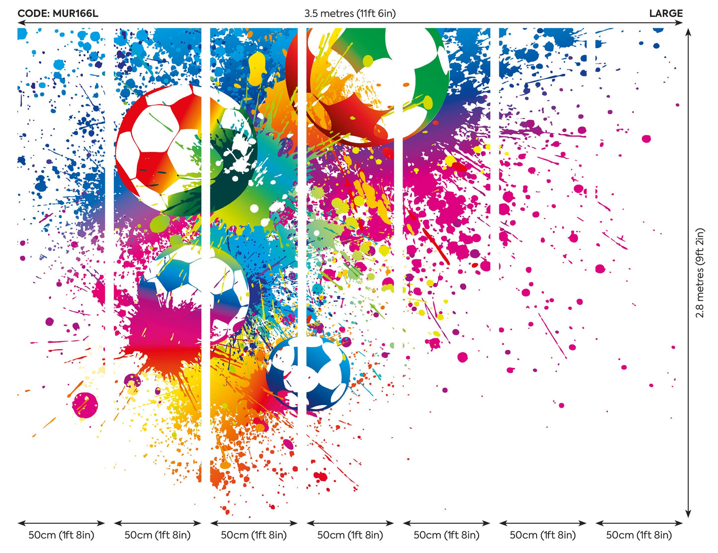 Origin Murals Football Splash Multi 350cm X 280cm