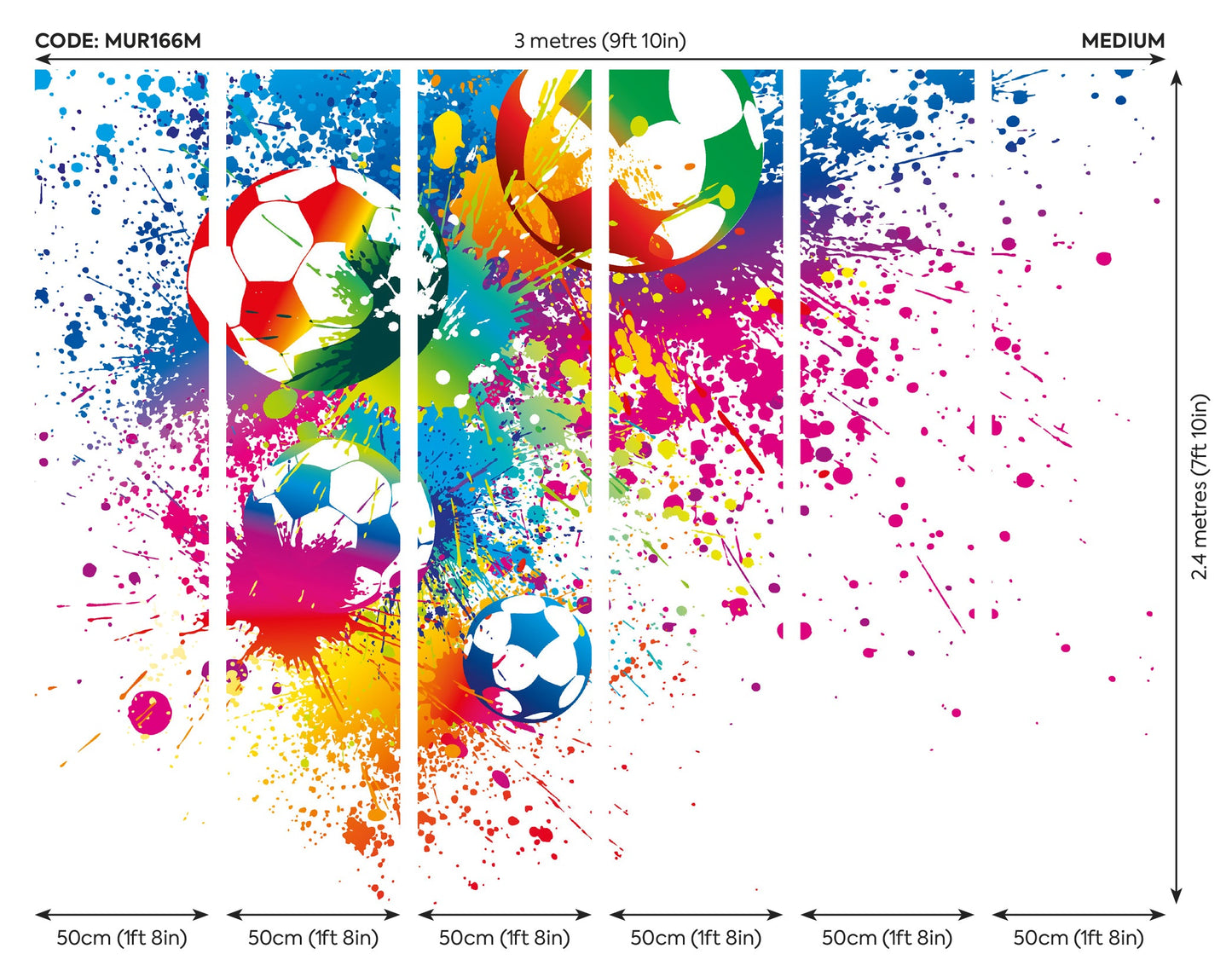 Origin Murals Football Splash Multi 300cm X 240cm