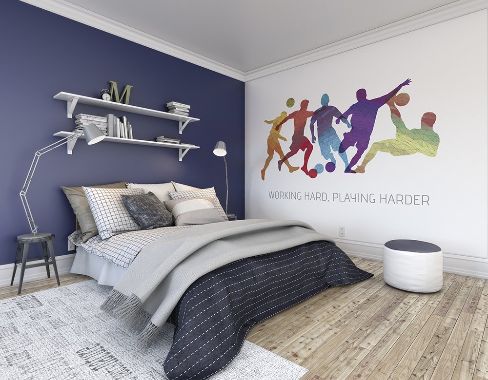 Origin Murals Geo Footballers Multi 300cm X 240cm