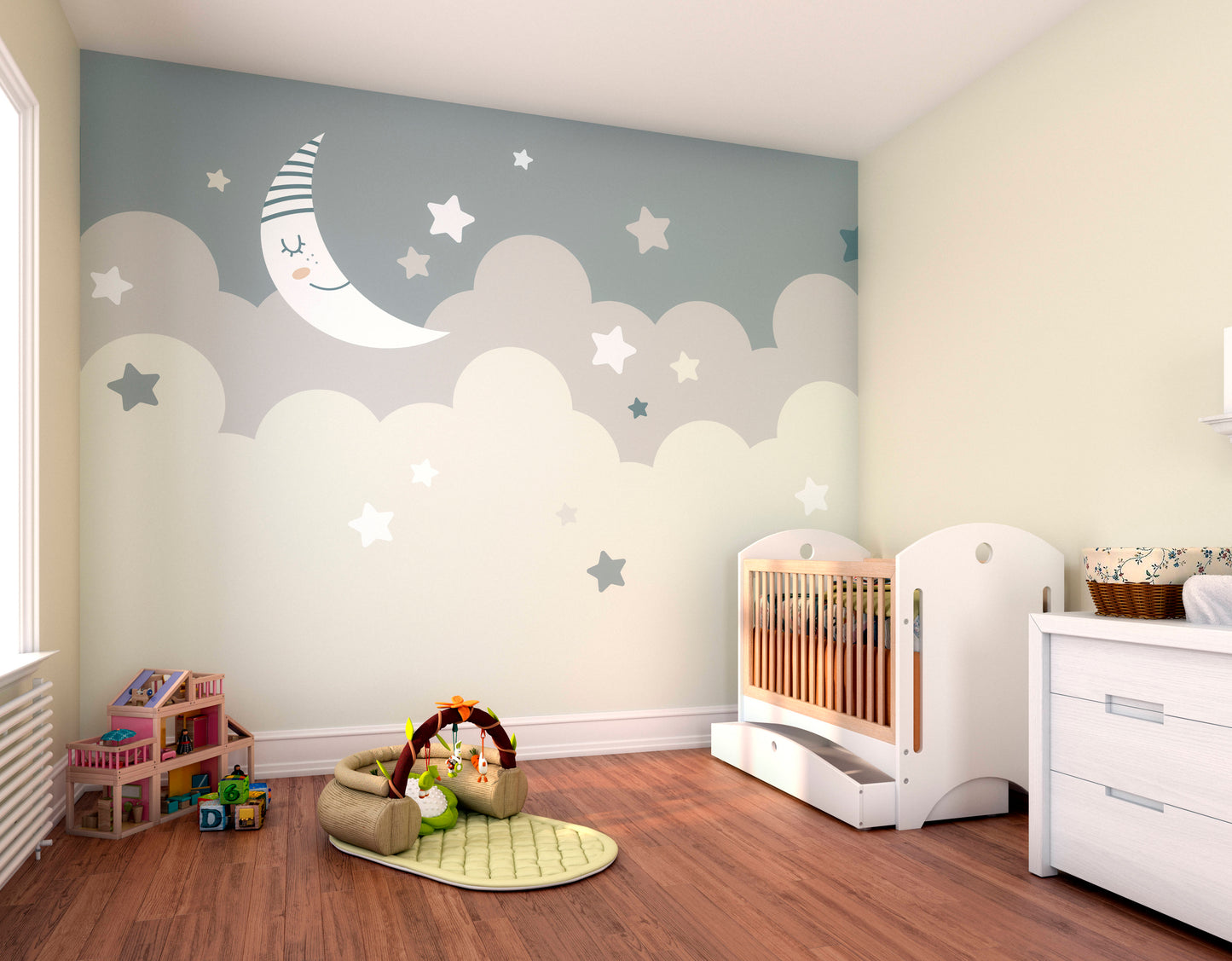 Origin Murals Nighttime Childrens Sky Dove Grey 300cm X 240cm