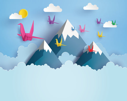 Origin Murals Origami Mountains Powder Blue 300cm X 240cm