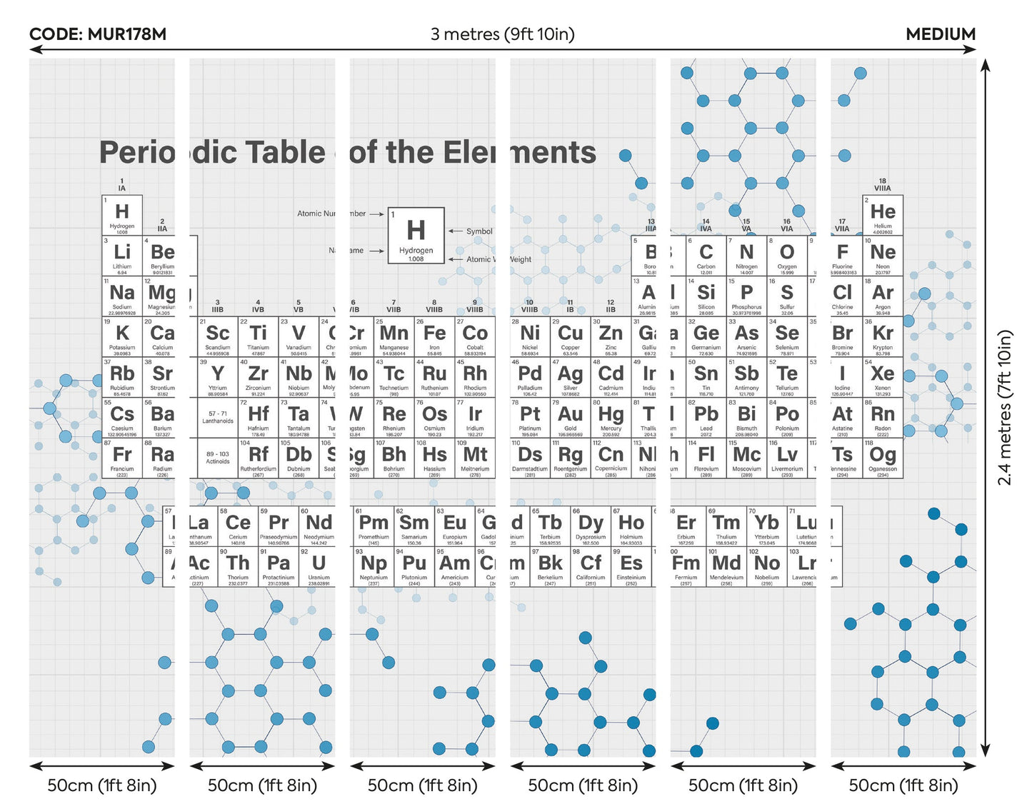 Origin Murals Periodic Table Grey 300cm X 240cm