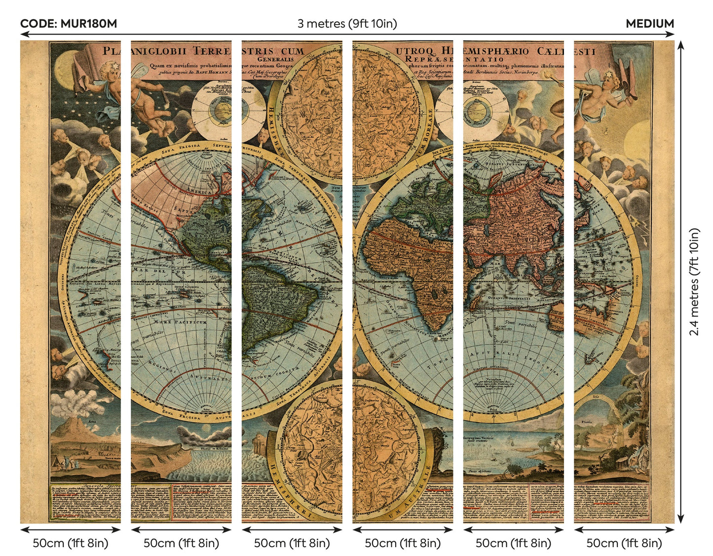 Origin Murals Vintage Map Antique 300cm X 240cm