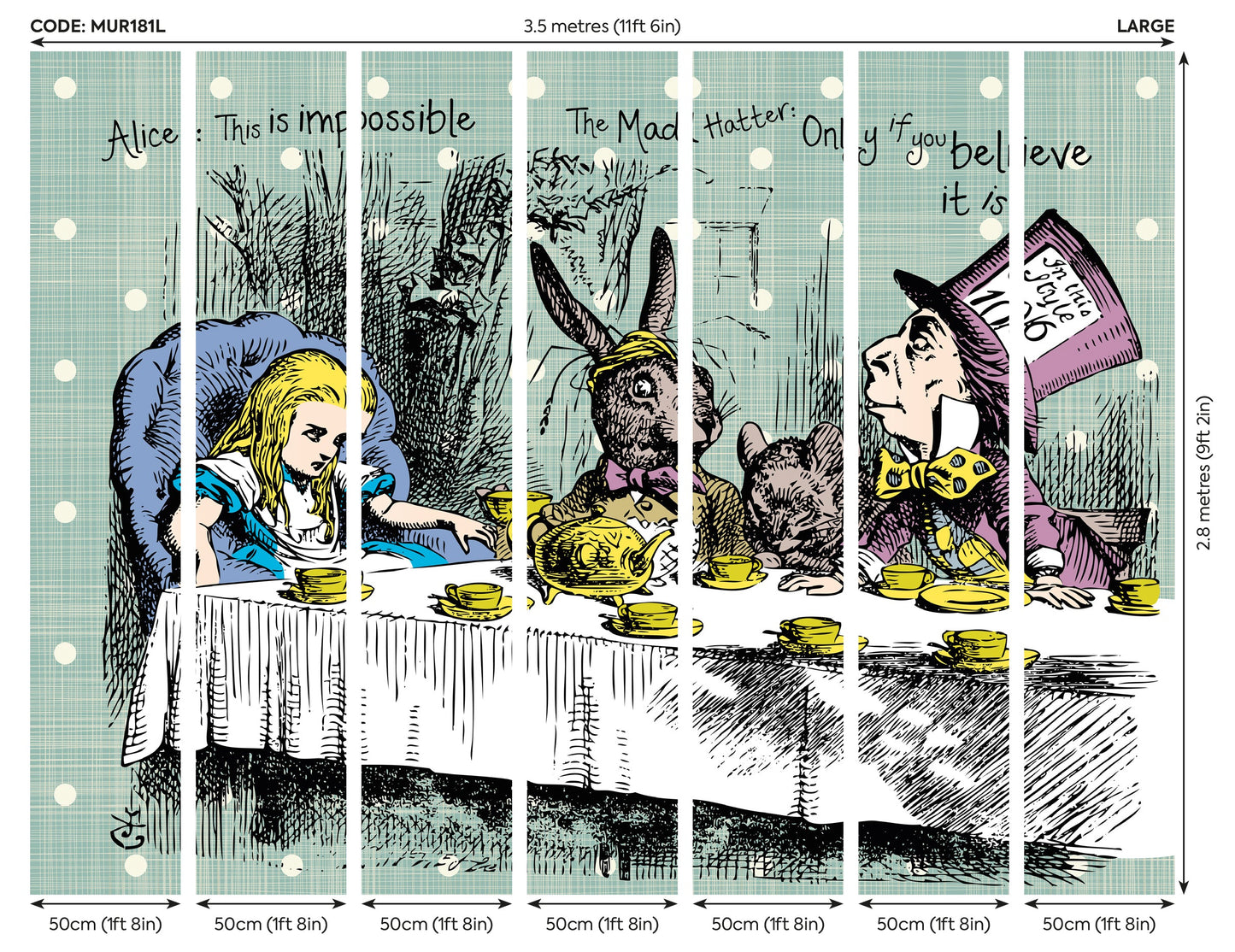 Origin Murals Tea Party Sage 350cm X 280cm