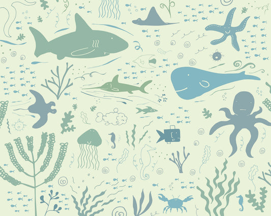 Origin Murals Underwater Adventures Seafoam 350cm X 280cm
