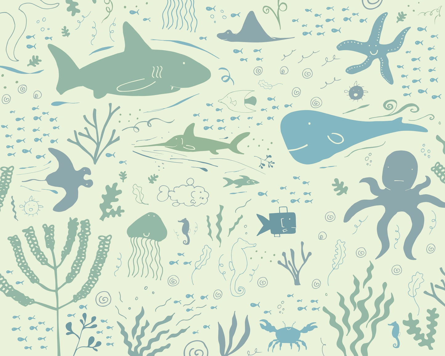 Origin Murals Underwater Adventures Seafoam 300cm X 240cm