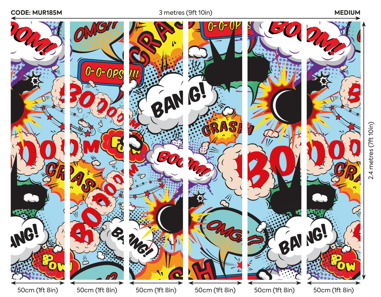Origin Murals Comic Pop Multi 300cm X 240cm