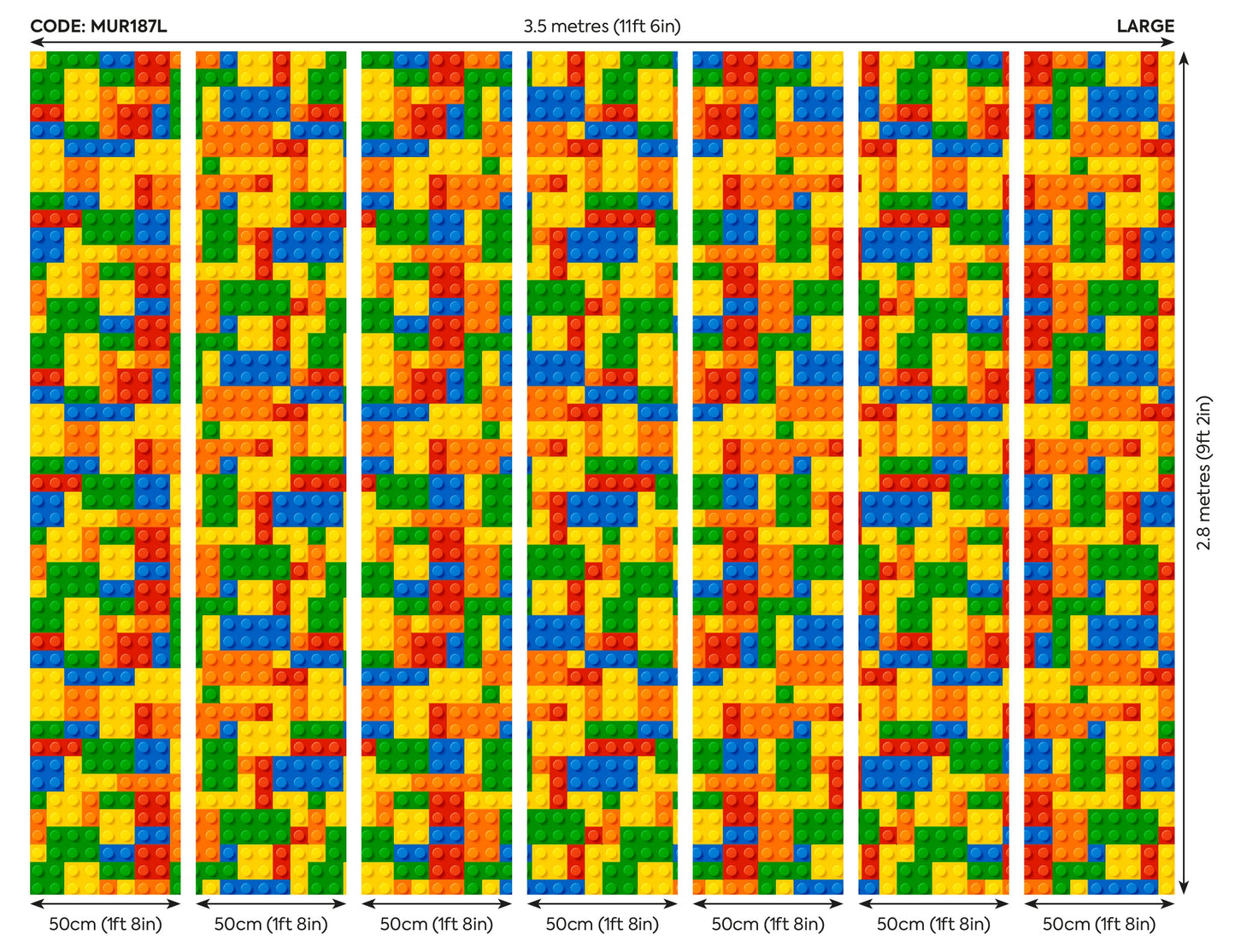 Origin Murals Toy Bricks Multi 350cm X 280cm