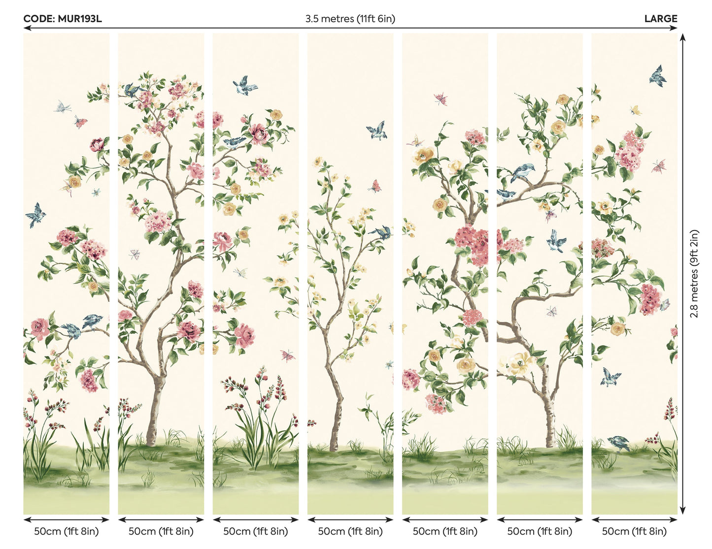 Origin Murals Oriental Flower Tree Cream 350cm X 280cm