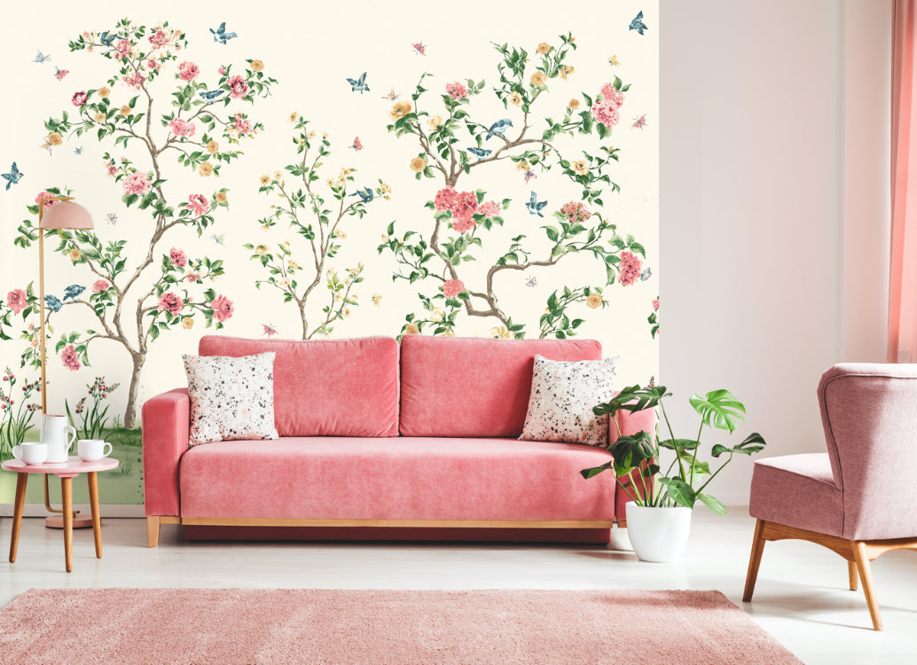 Origin Murals Oriental Flower Tree Cream 350cm X 280cm