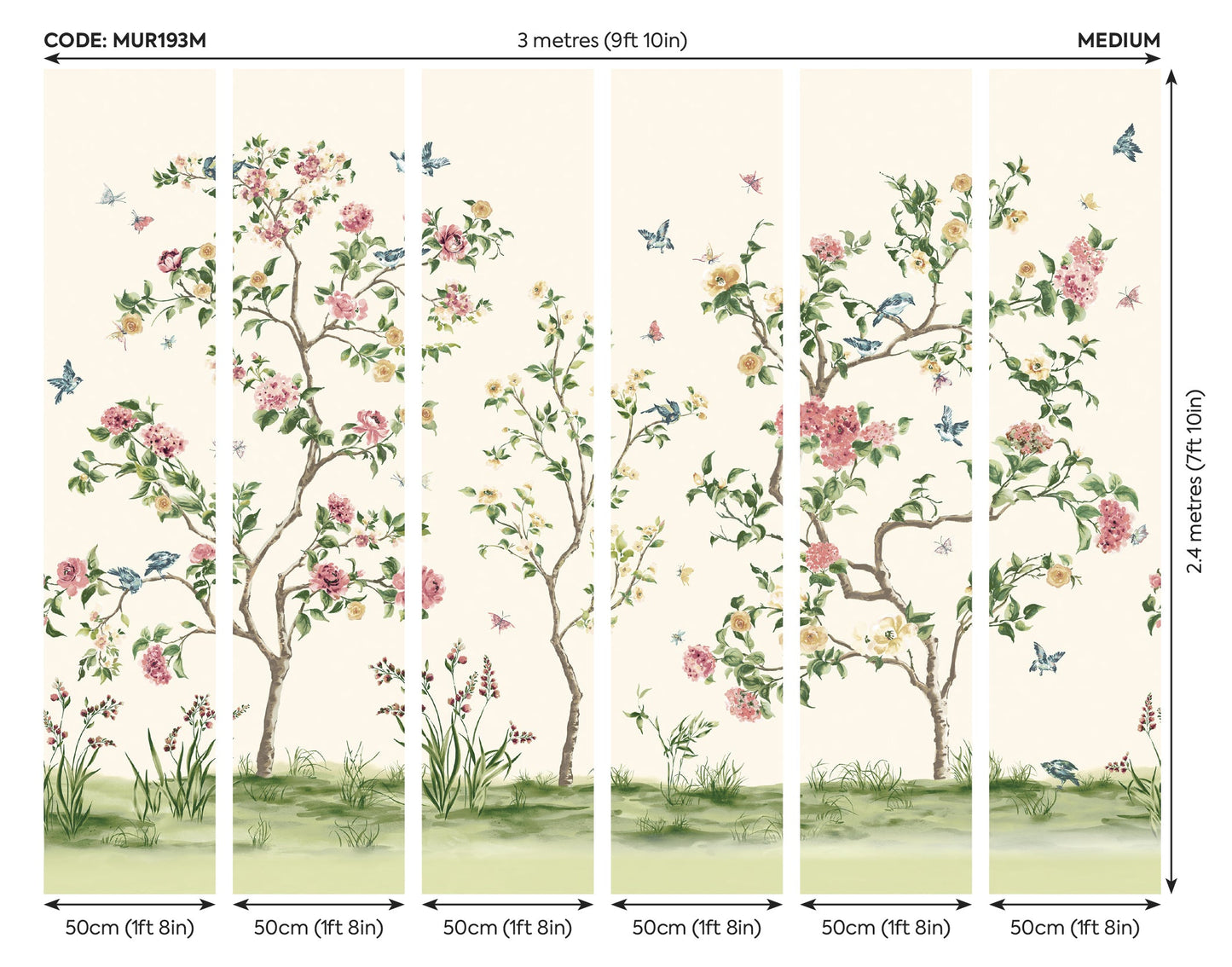 Origin Murals Oriental Flower Tree Cream 300cm X 240cm