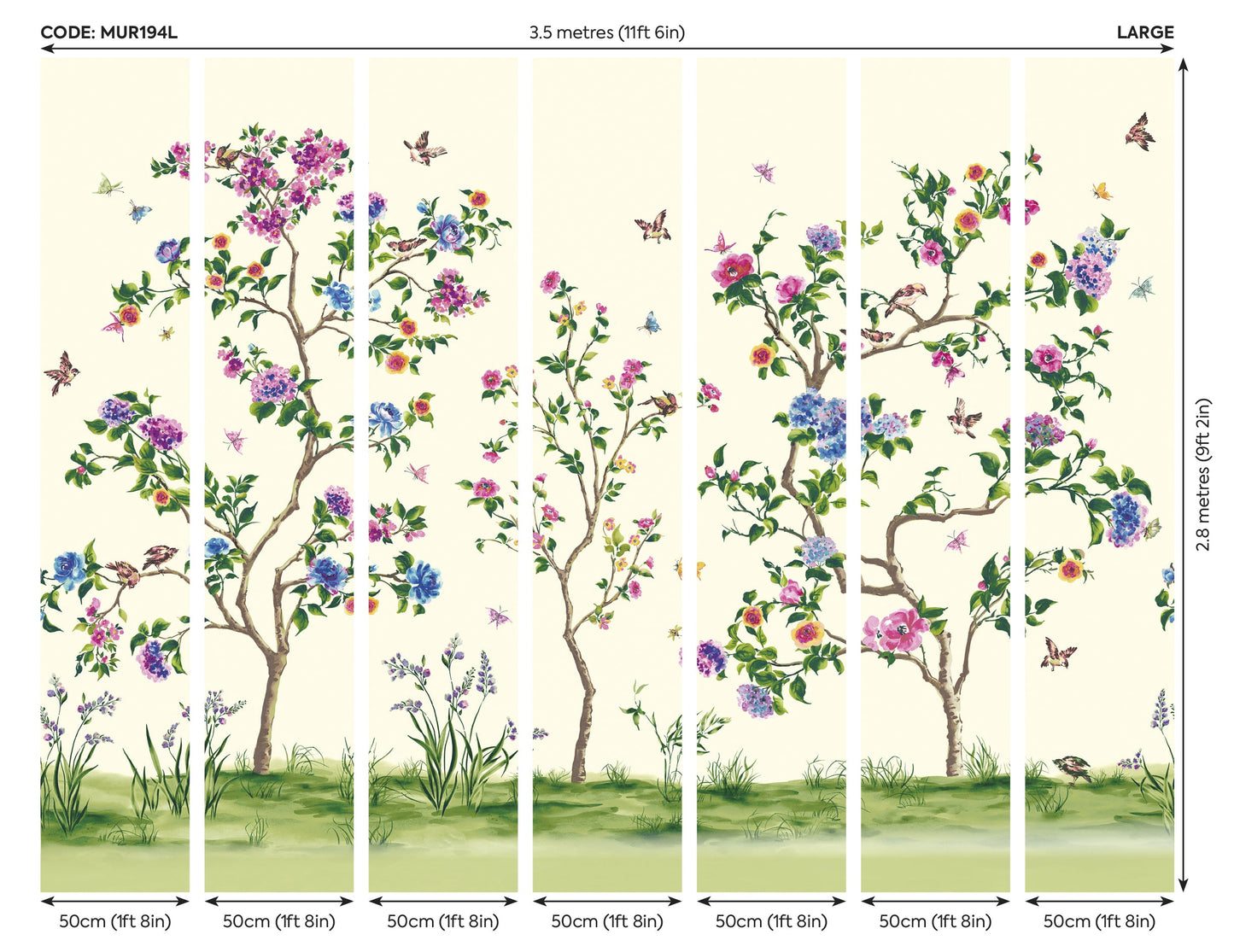 Origin Murals Oriental Flower Tree Ivory 350cm X 280cm