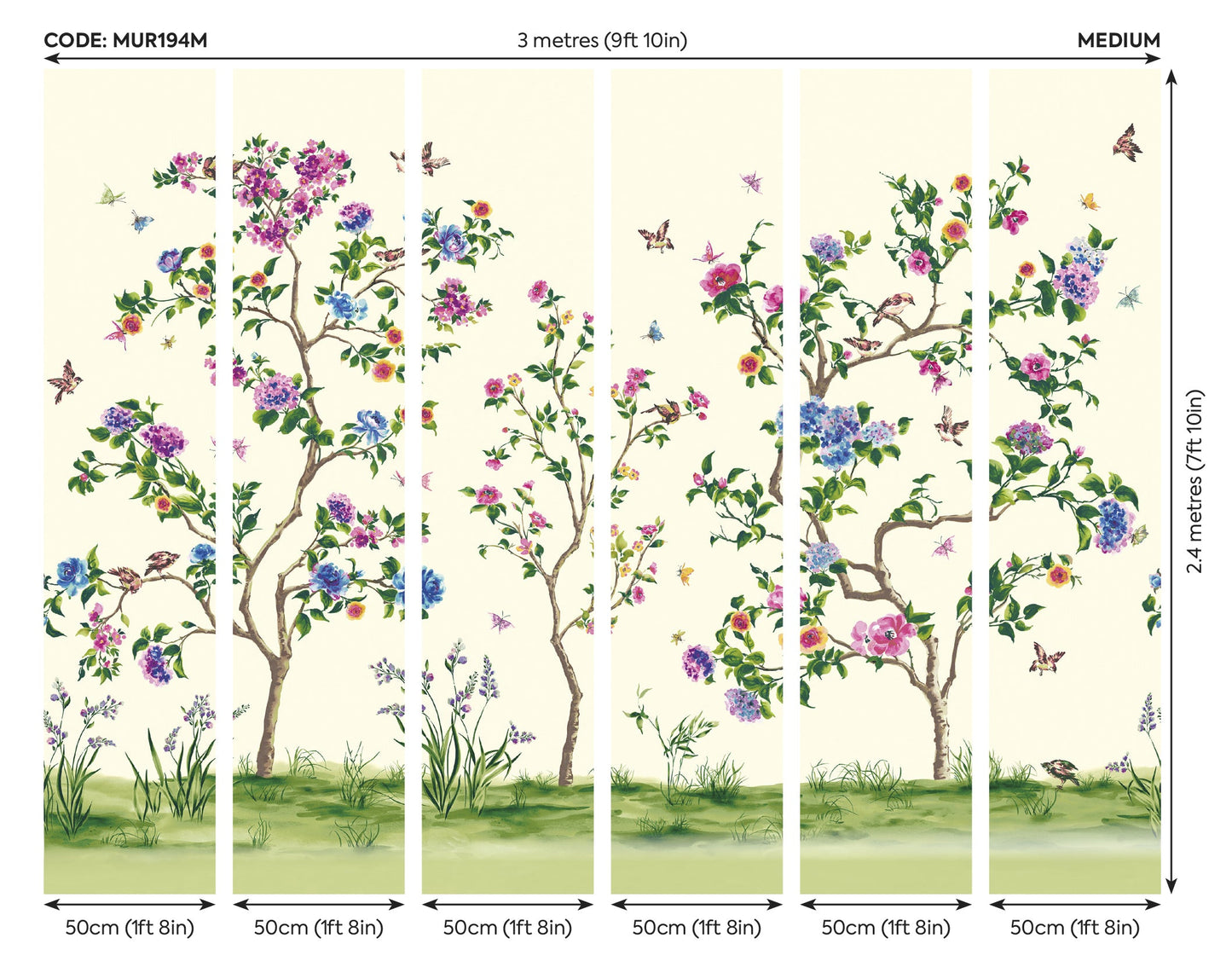 Origin Murals Oriental Flower Tree Ivory 300cm X 240cm