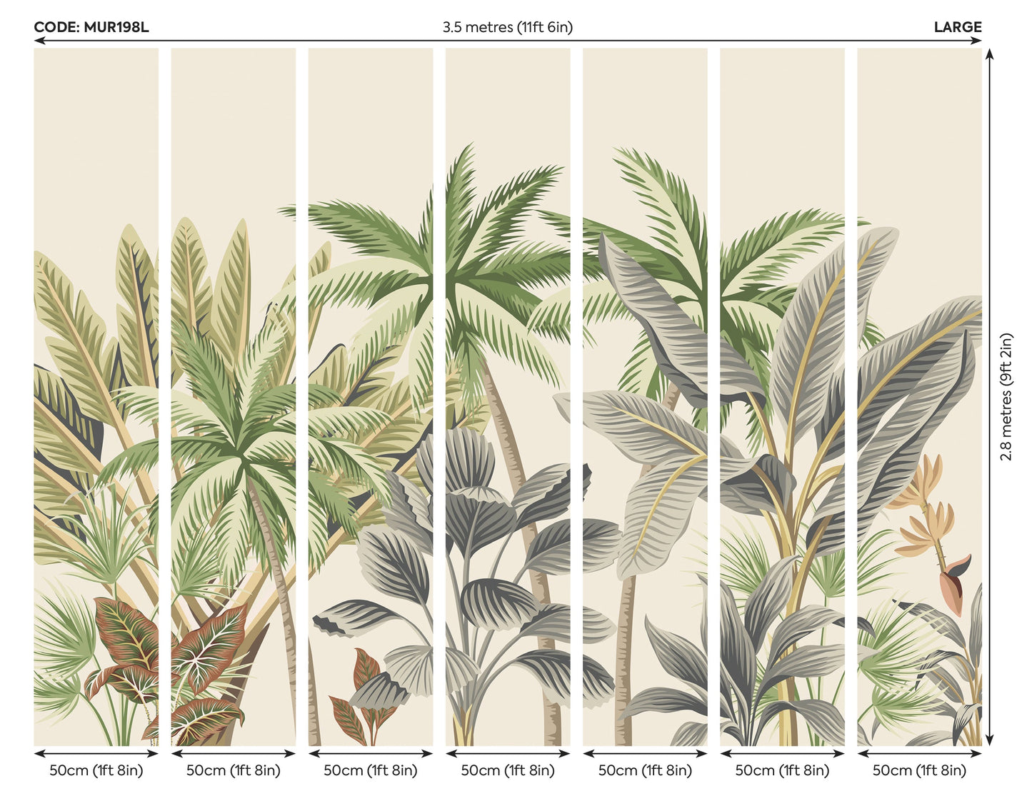 Origin Murals Tropical Palm Trees Natural 350cm X 280cm