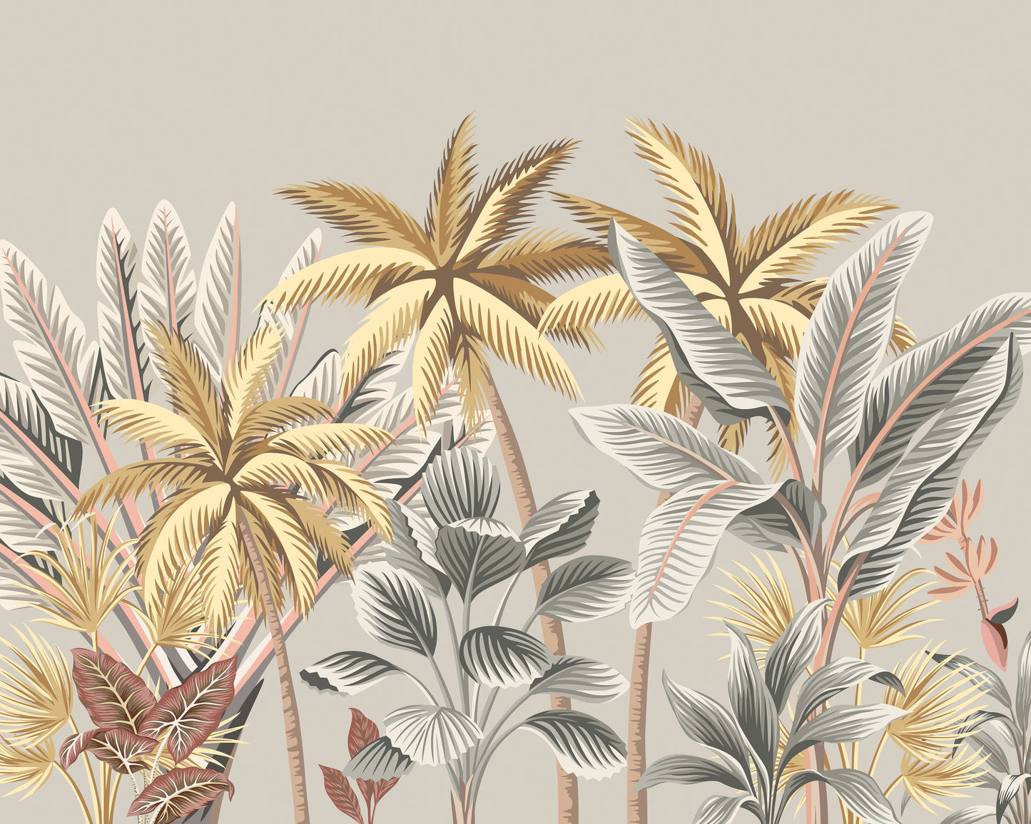Origin Murals Tropical Palm Trees Grey 300cm X 240cm