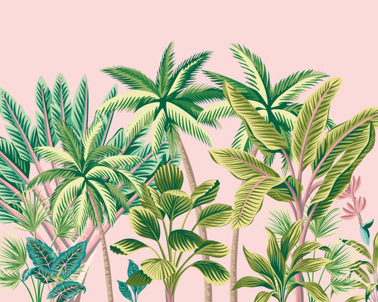 Origin Murals Tropical Palm Trees Pink 350cm X 280cm