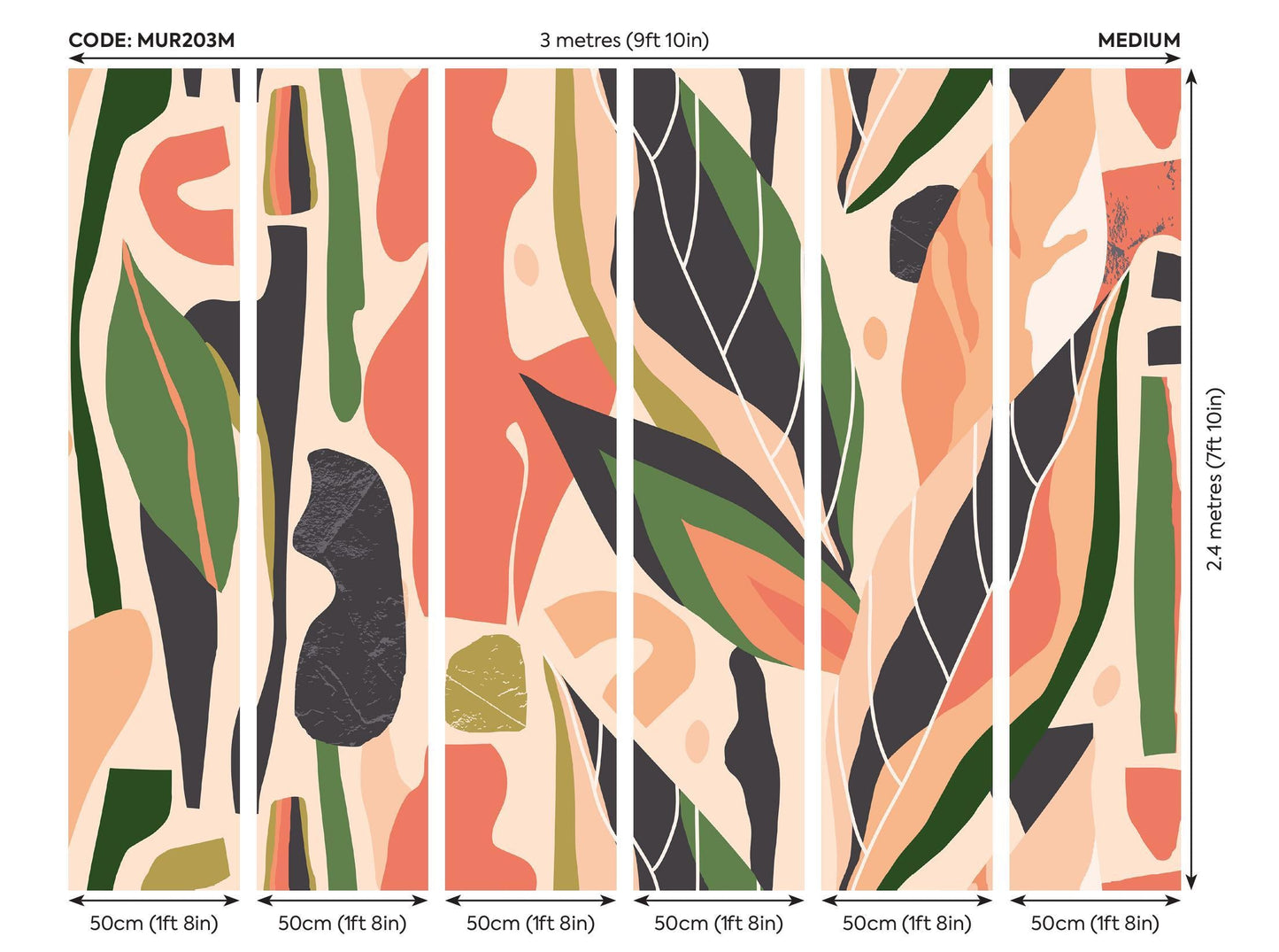 Origin Murals Abstract Leaf Shapes Orange 300cm X 240cm