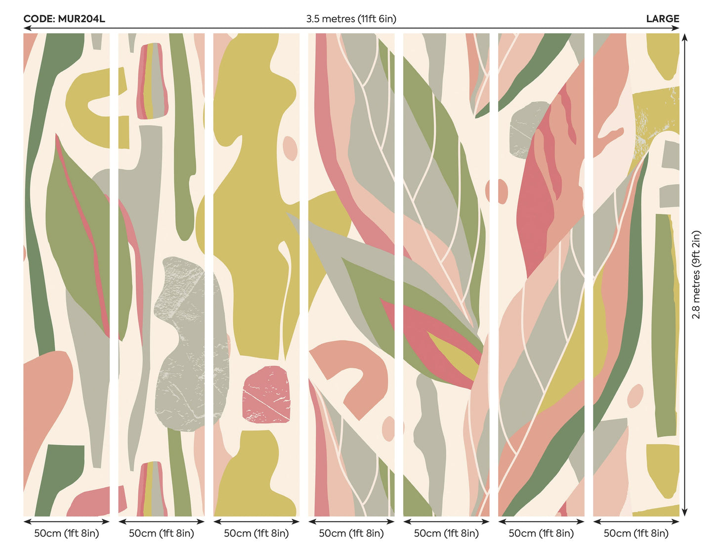 Origin Murals Abstract Leaf Shapes Pink 350cm X 280cm