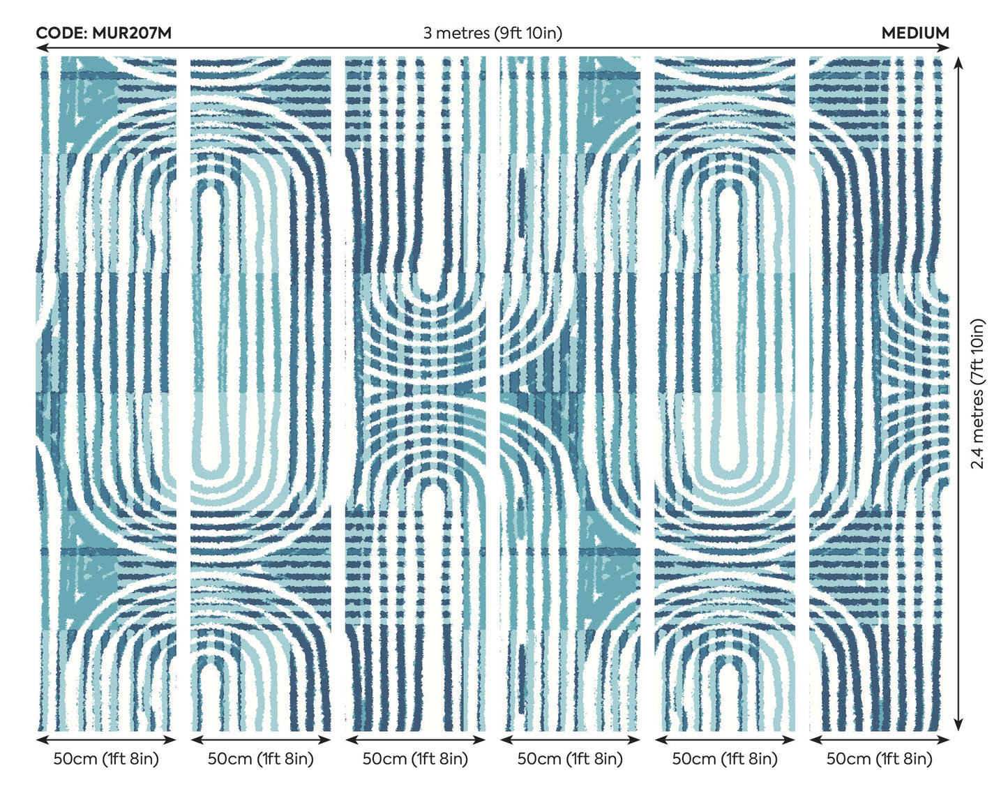 Origin Murals Curved Line Texture Blue 300cm X 240cm