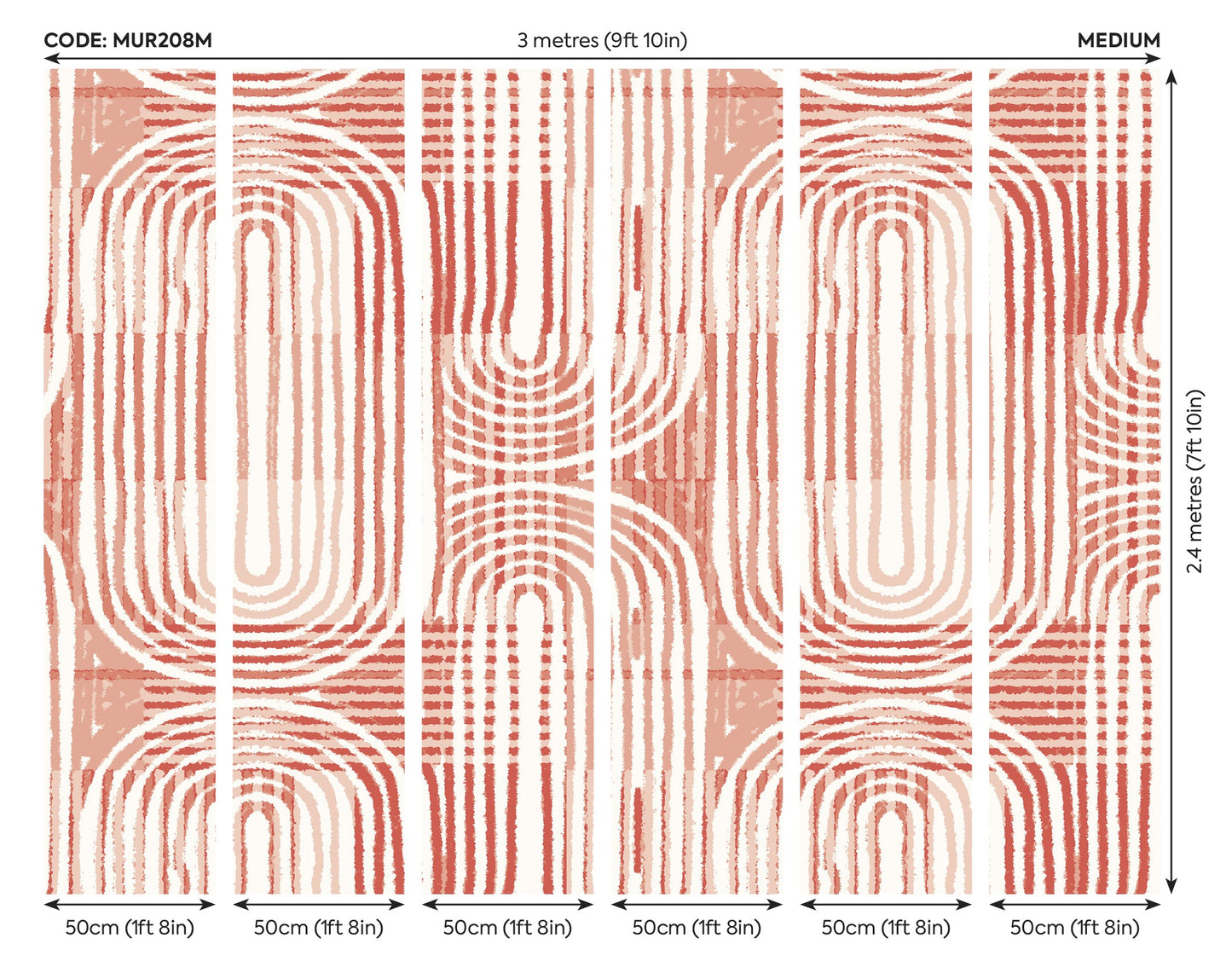 Origin Murals Curved Line Texture Orange 300cm X 240cm