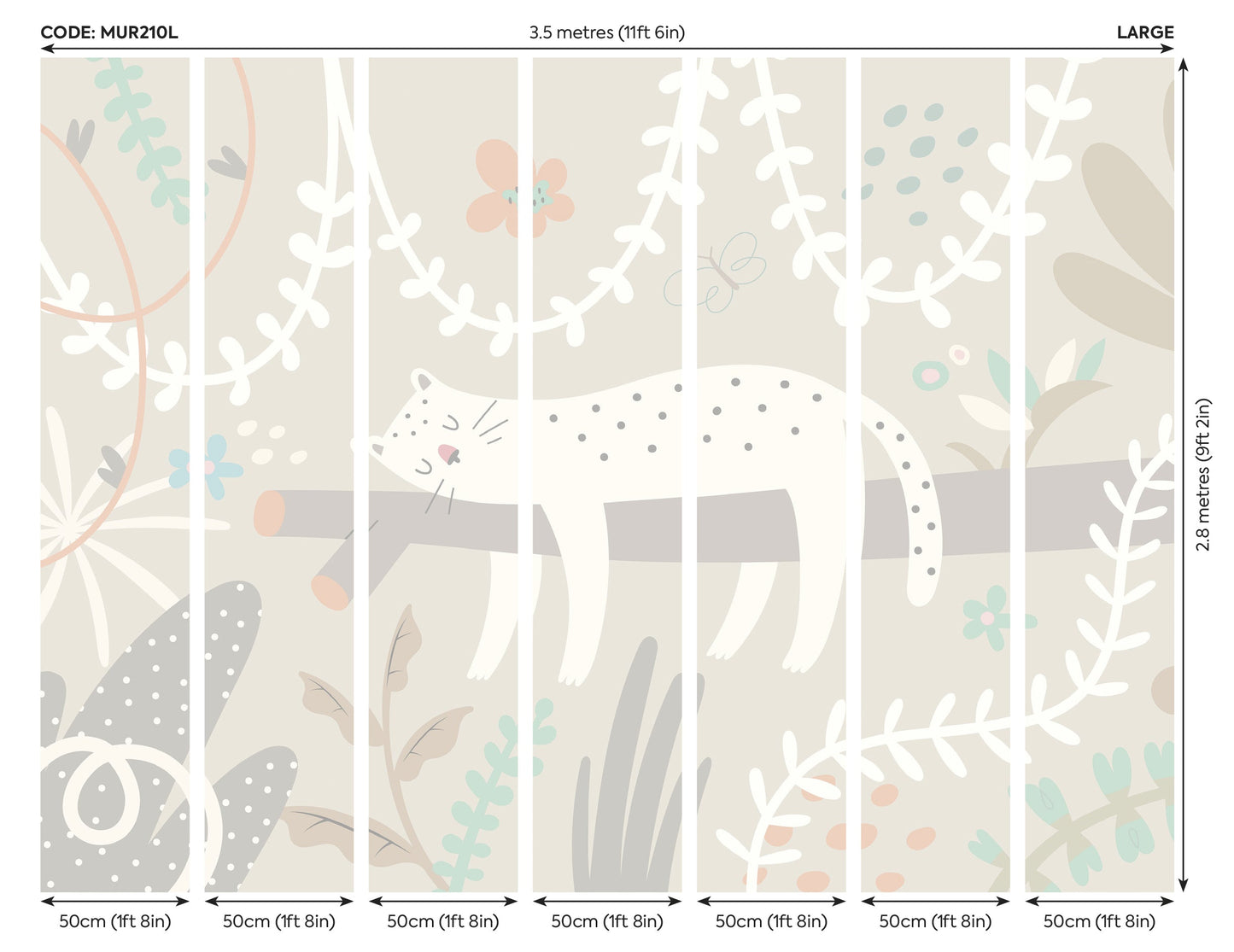 Origin Murals Sleeping Jungle Leopard Grey 350cm X 280cm