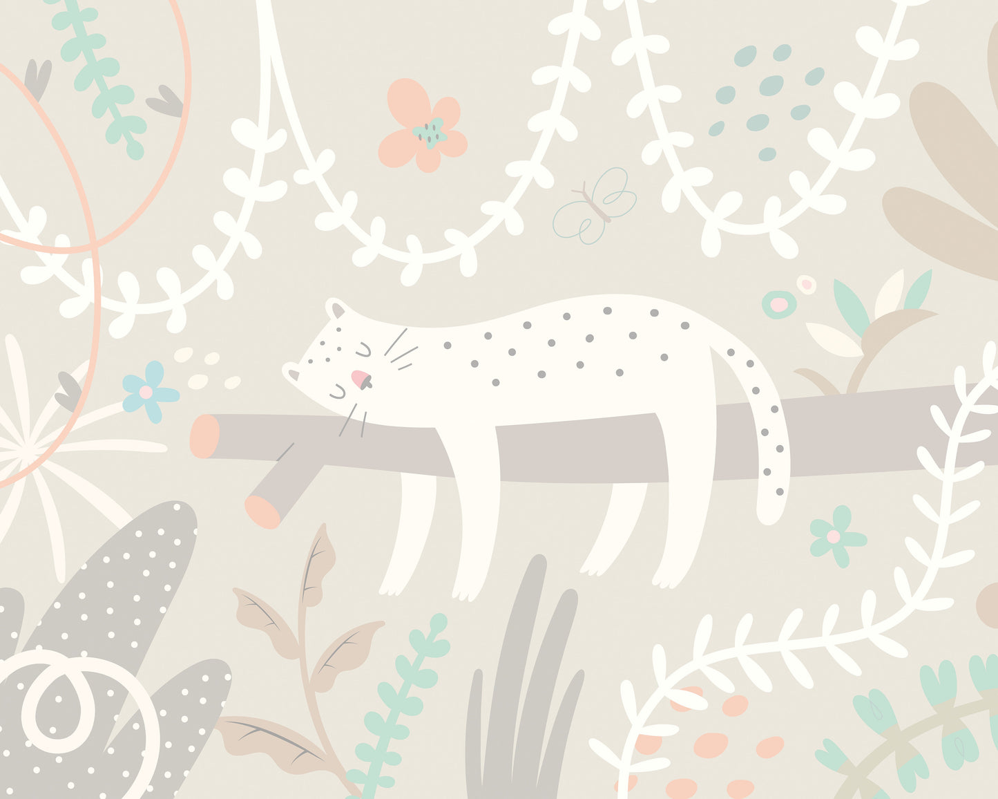 Origin Murals Sleeping Jungle Leopard Grey 300cm X 240cm