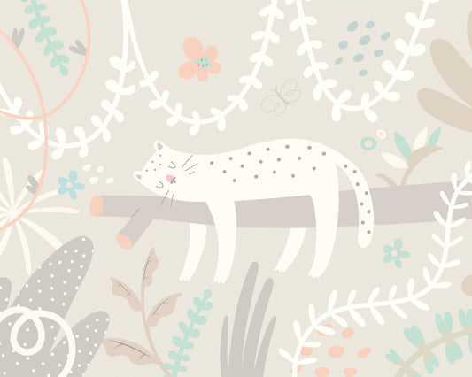 Origin Murals Sleeping Jungle Leopard Grey 300cm X 240cm