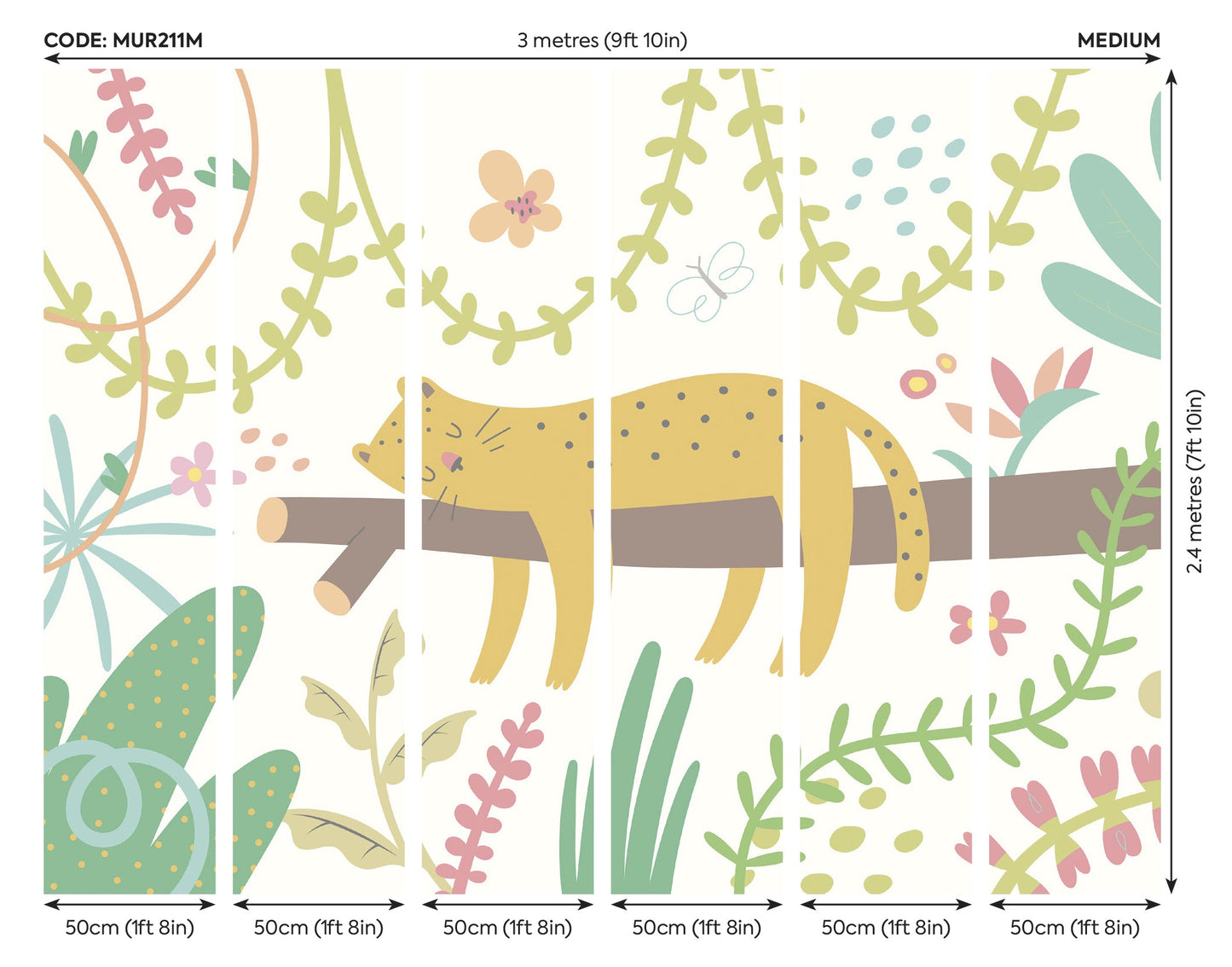 Origin Murals Sleeping Jungle Leopard Green 300cm X 240cm