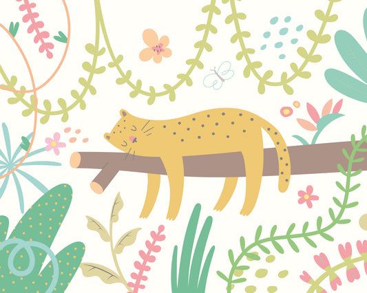 Origin Murals Sleeping Jungle Leopard Green 300cm X 240cm