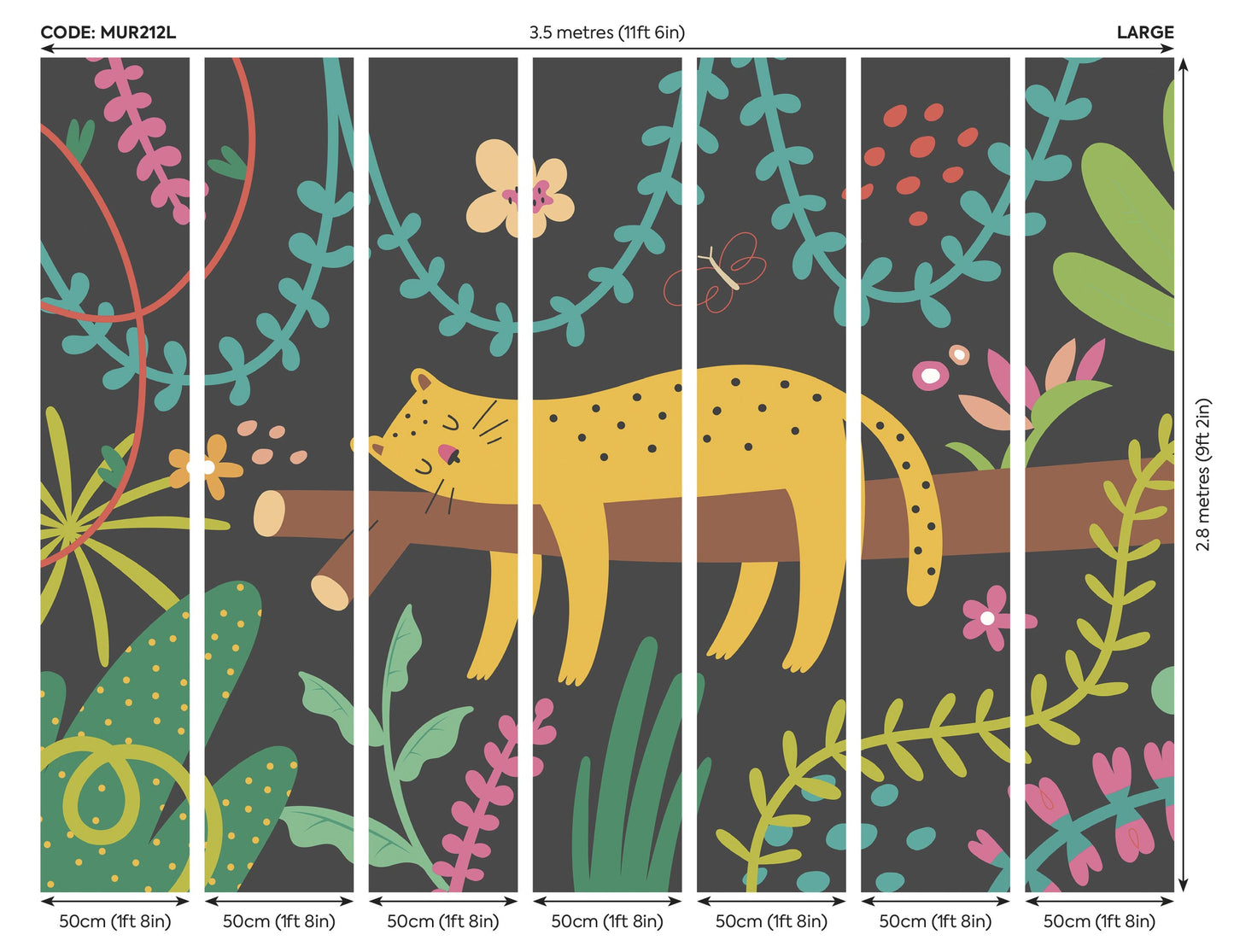 Origin Murals Sleeping Jungle Leopard Black 350cm X 280cm