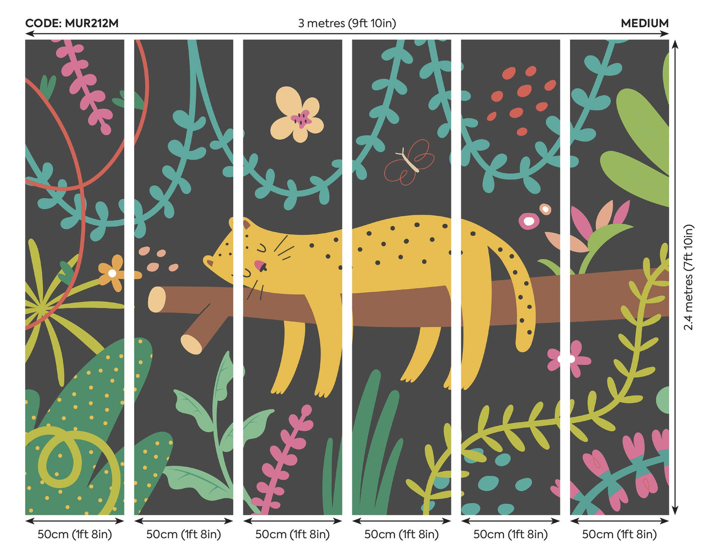 Origin Murals Sleeping Jungle Leopard Black 300cm X 240cm